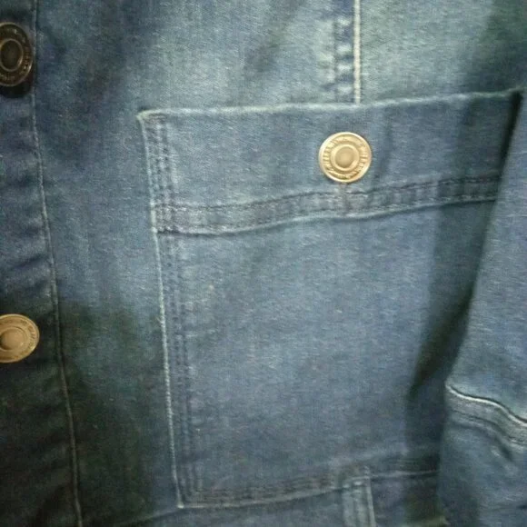 ISAAC MIZRAHI LIVE Blue Denim Barn Chore Coat Jacket Size 2 XS S QVC *No Belt - Picture 12 of 12